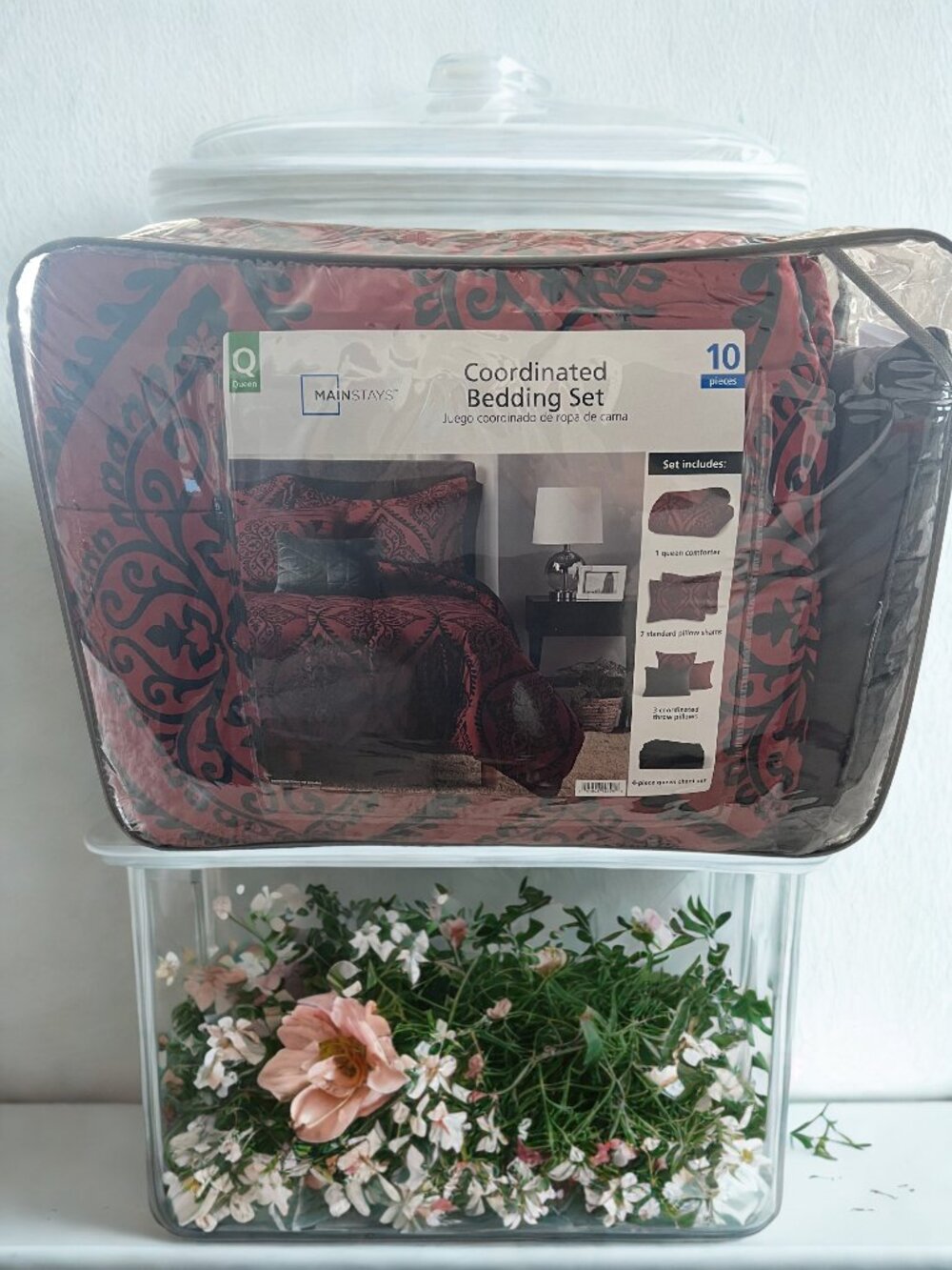 Mainstay Black and Red Comforter Set -  - 10 Pieces